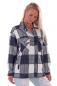 Preview: Damen Karo Blogger Hemd Oversized Stylischer Holzfäller Hemdenblouson Marineblau-Schwarz-Weiß