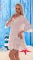 Mobile Preview: Tunika Mini Kleid mit vielen Muscheln und Häkelspitzendetails Weiss