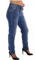 Mobile Preview: KAROSTAR Baggy Damen Jeans 4 Button Style Jeansblau mit Strassteinchen