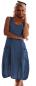 Mobile Preview: Damen Leinen Kleid ärmellos mit schönen Details Jeansblau