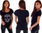 Preview: Stylisches Halbarm Shirt mit Skull Head Design Einheitsgröße: 34 - 38