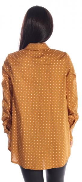 Tunika Bluse gepunktet asymmetrischer Schnitt zum Knöpfen Currygelb