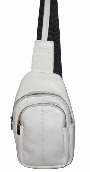 Schultertasche Crossbody Bag Leder Doppelzipperfach Weiss