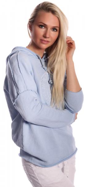 Hoodie Sweatshirt Used Look Frühlings Pastellfarben Blau