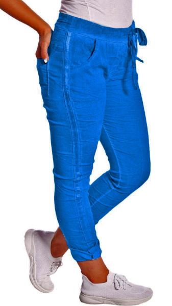 Jogpants im stylischen Used Look mit Streifen an der Seite Royalblau