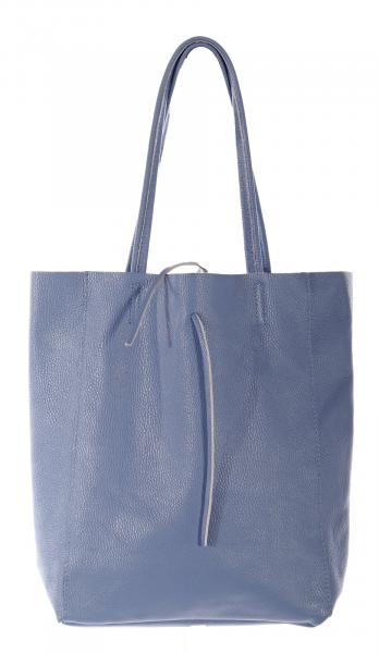 Shopper Henkeltasche mit großer Innentasche aus weichem Leder Blau