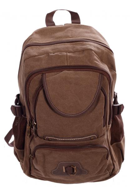 Rucksack Canvas Backpack für Urlaub Freizeit Wandern Climbing Sport und Schule Braun