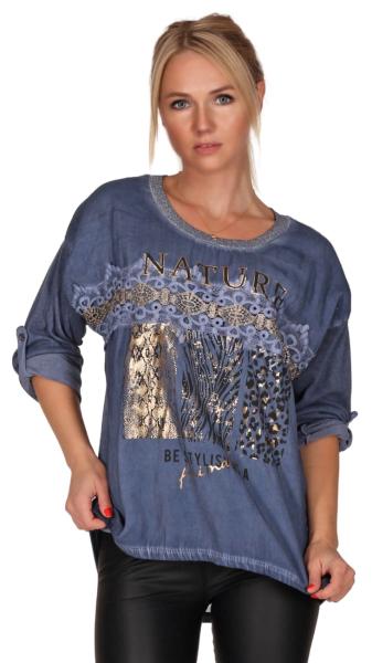 Shirt Vario - Ärmel mit Animal Print Design Blau