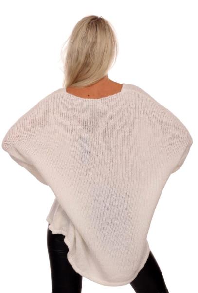Pullover langarm mit V-Ausschnitt im angesagten Oversize Look Weiss