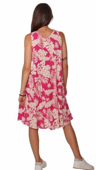 Sommerkleid Trägerkleid knielang Exotic Print Pink