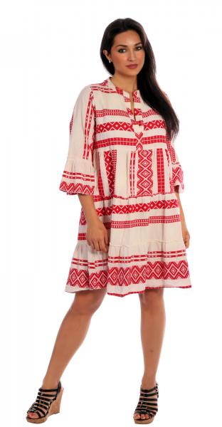 Tunika Kleid im Mediterranean Ethno Heritage Design Rot