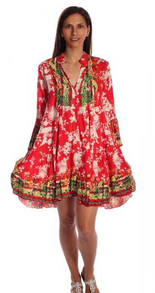 Sommerkleid MaiLin Tunikakleid mit besonderem Druckdesign Rot