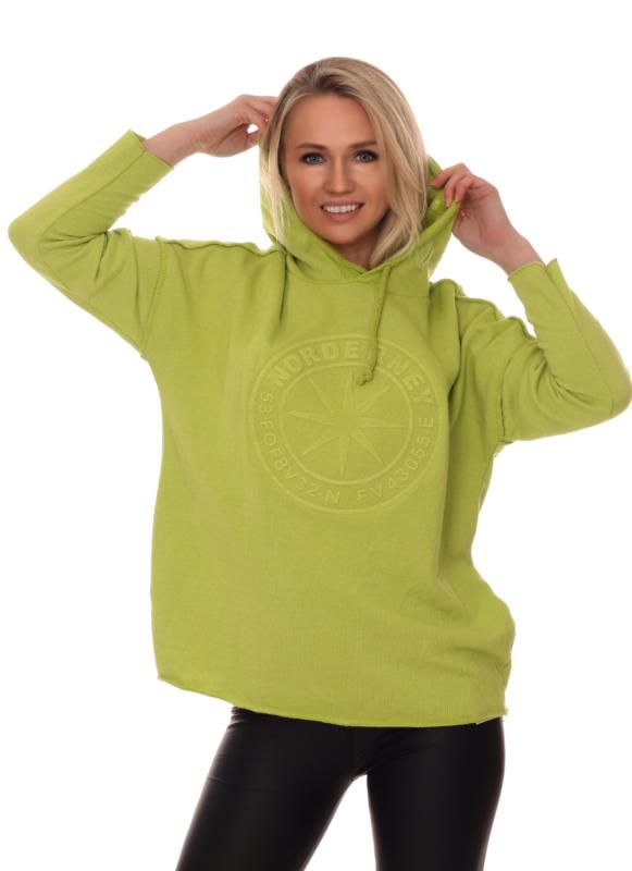 Hoodie Sweatshirt Used Look Frühlings Pastellfarben Apfelgrün