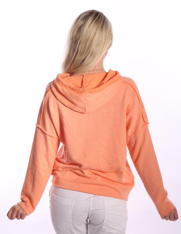 Hoodie Sweatshirt Used Look Frühlings Pastellfarben Orange