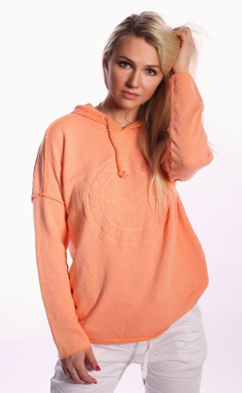 Hoodie Sweatshirt Used Look Frühlings Pastellfarben Orange