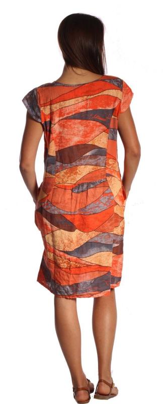 Leinenkleid Sommerkleid A-​Linie Colourwave Kurzarm Orange
