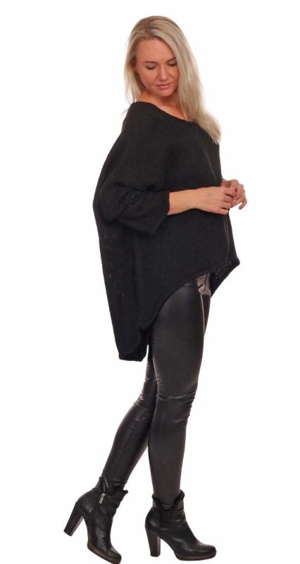 Pullover langarm mit V-Ausschnitt im angesagten Oversize Look Schwarz