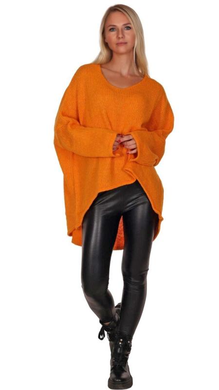 Pullover langarm mit V-Ausschnitt im angesagten Oversize Look Orange