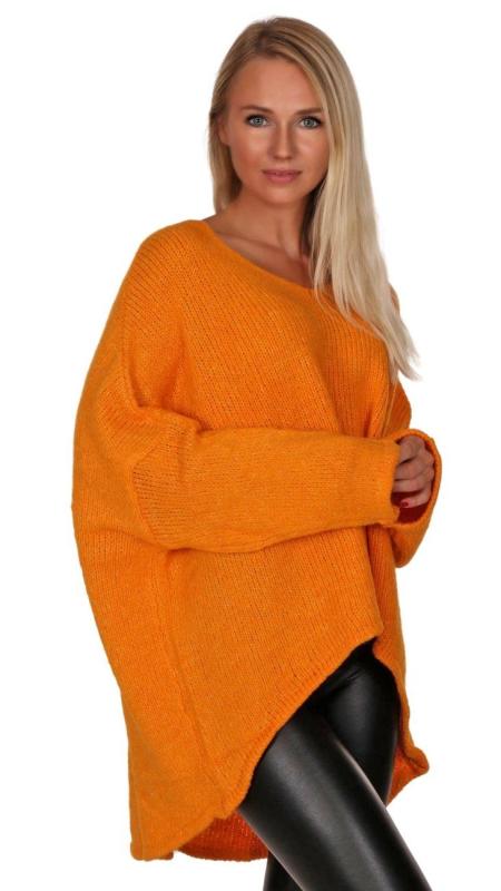 Pullover langarm mit V-Ausschnitt im angesagten Oversize Look Orange