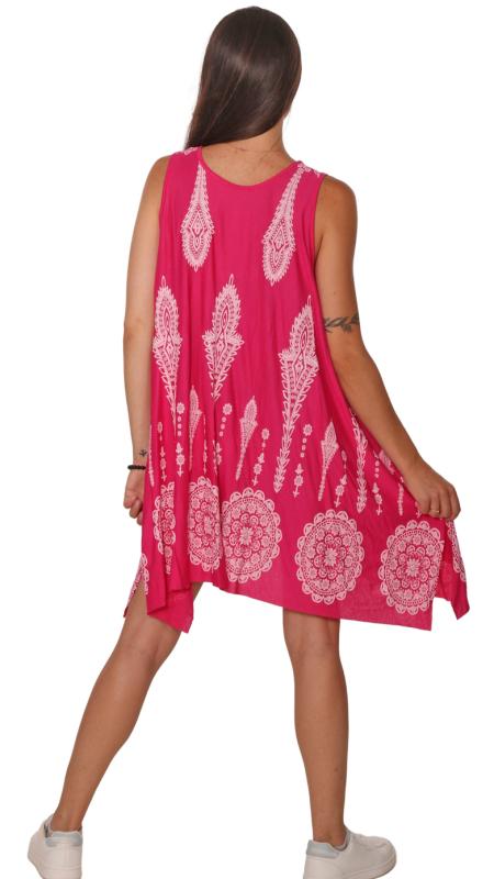 Sommerkleid Trägerkleid knielang Indian Ornamentic Print Pink