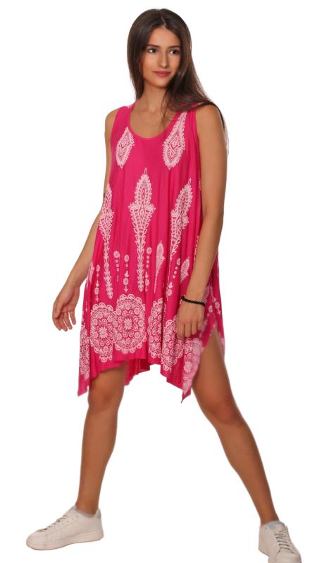 Sommerkleid Trägerkleid knielang Indian Ornamentic Print Pink