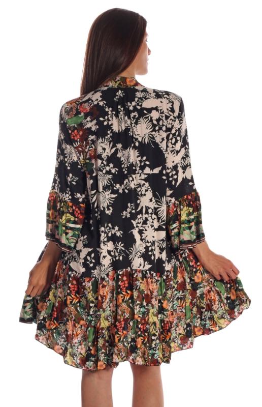 Sommerkleid MaiLin Tunikakleid mit besonderem Druckdesign Schwarz