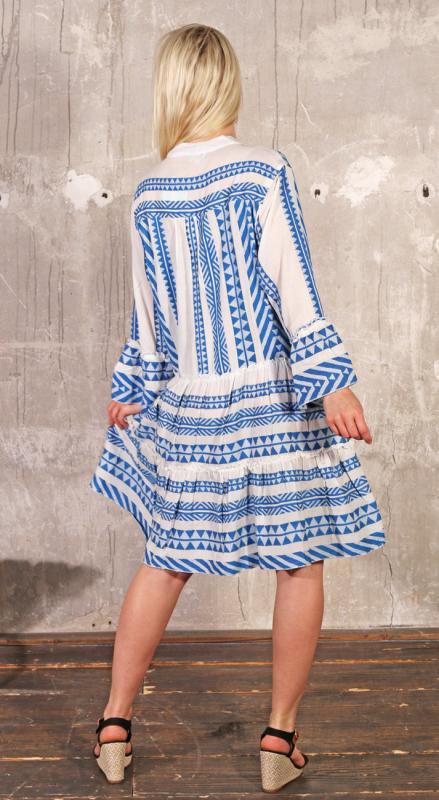 Tunika Kleid Mediterranian Design Blau Weiss