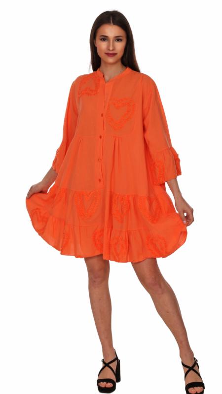 Sommerkleid im Tunikastil mit Herz Orange