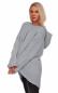 Preview: Hoodie Strickpullover asymmetrischer Schnitt im Oversize Look Hellgrau