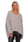 Preview: Pullover langarm mit V-Ausschnitt im angesagten Oversize Look Hellgrau