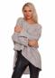 Preview: Pullover langarm mit V-Ausschnitt im angesagten Oversize Look Hellgrau