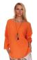 Preview: Tunika Bluse Krempelarme Bella Italiana unifarben mit Modeschmuckkette Orange
