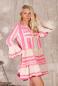 Preview: Tunika Kleid im Mediterranean Ethno Heritage Design Pink Weiss