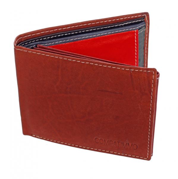 Geldbörse Portemonnaie weiches Leder mehrfarbig patched Querformat