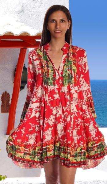 Sommerkleid »"MaiLin" Tunikakleid mit besonderem Druckdesign Rot