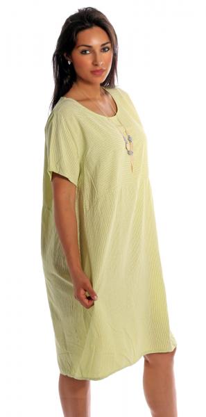 Kleid, Sommerkleid Kurzarm gestreift mit Modeschmuckkette Pastellgrün