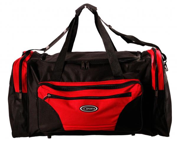 Sporttasche, Fitnesstasche, Gymbag, Reise-, Freizeittasche Unisex Rot Schwarz Medium