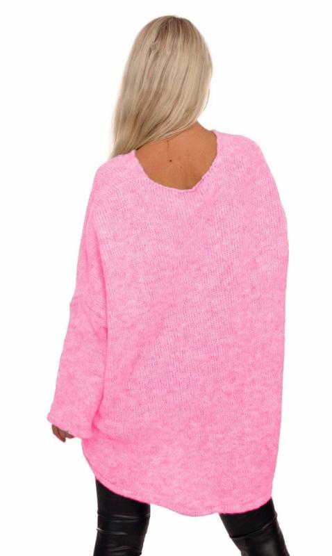 Pullover langarm mit V-Ausschnitt im angesagten Oversize Look Rosa