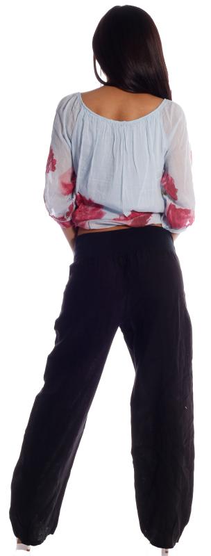 Preview: Damen Leinen Hose Schwarz