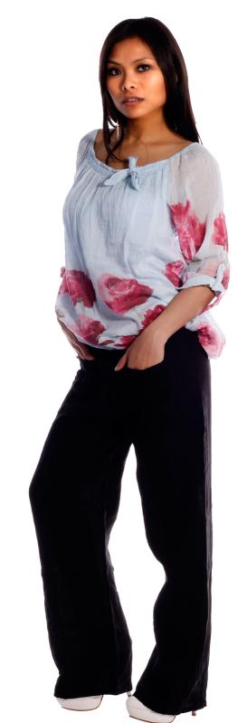 Preview: Damen Leinen Hose Schwarz