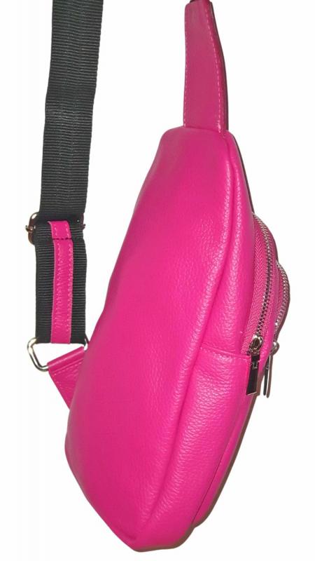 Schultertasche Crossbody Bag Leder Doppelzipperfach Pink