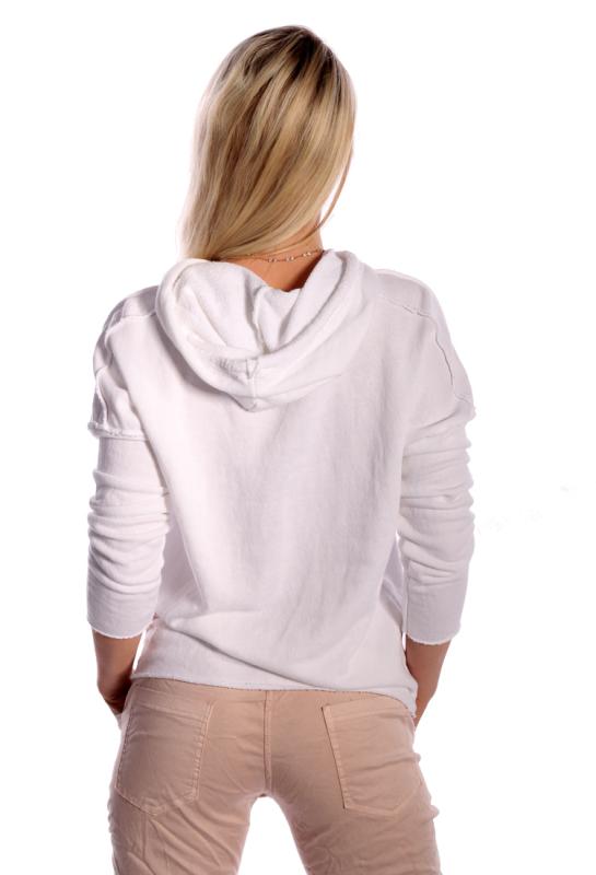 Hoodie Sweatshirt Used Look Frühlings Pastellfarben Weiss