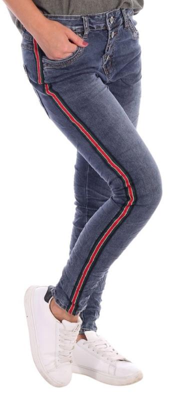 Jeans Baggy-​ Boyfriend Style im 5 - Pocket Look Streifen Größe 34 - 42 Jeansblau
