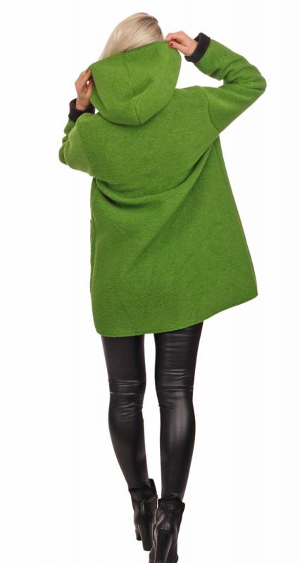 Kurzmantel mit aufgesetzten Taschen und Kapuze im Oversize Look Apfelgrün