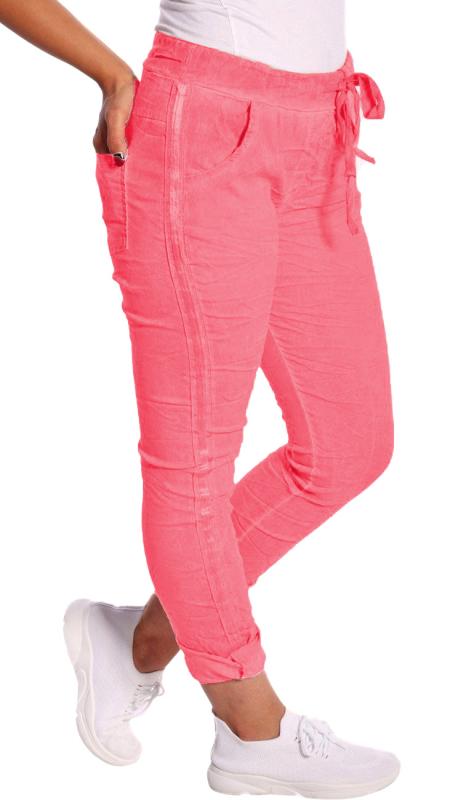 Jogpants im stylischen Used Look mit Streifen an der Seite Koralle-Pink