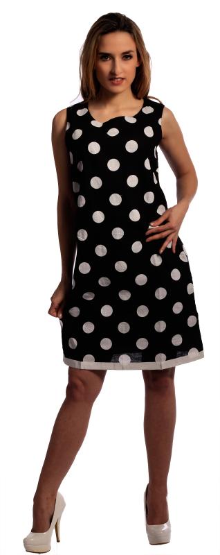 Sommerkleid Punkte 50er Jahre Style A-Linie doppellagig mit Reißverschluss Schwarz Weiß
