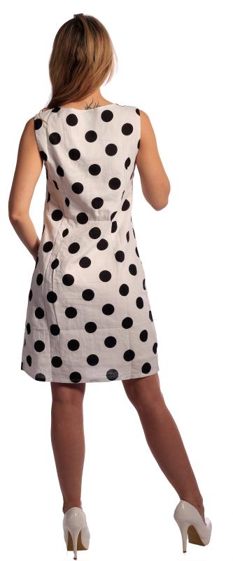 Sommerkleid Punkte 50er Jahre Style A-Linie doppellagig mit Reißverschluss Weiß Schwarz