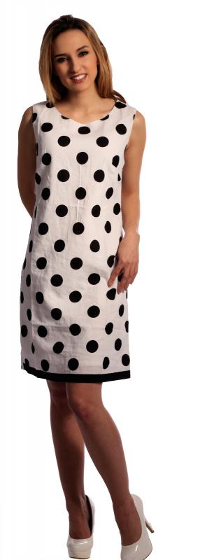 Sommerkleid Punkte 50er Jahre Style A-Linie doppellagig mit Reißverschluss Weiß Schwarz