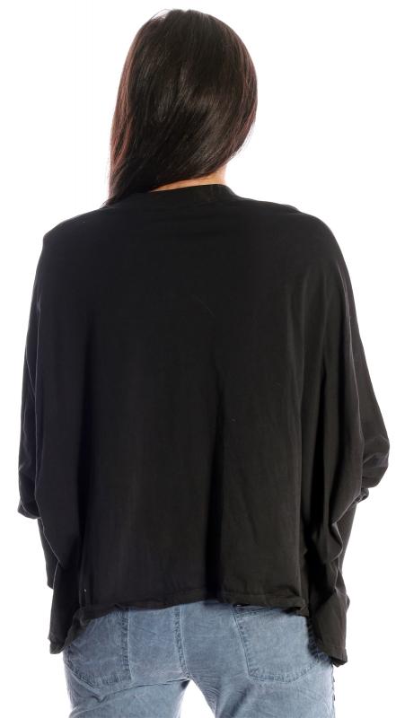 Shirt langarm im asymmetrischen Schnitt mit Fledermausärmel Schwarz