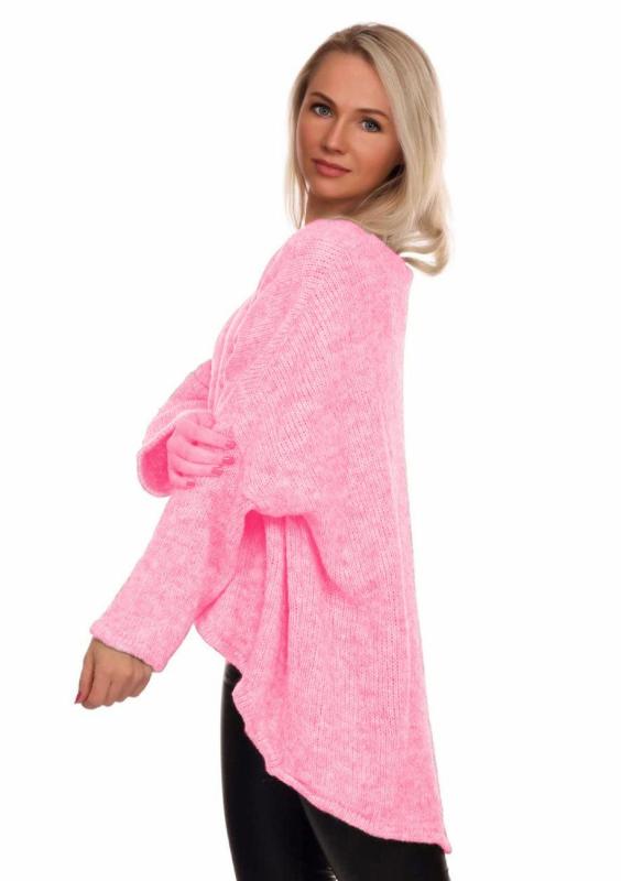 Pullover langarm mit V-Ausschnitt im angesagten Oversize Look Rosa